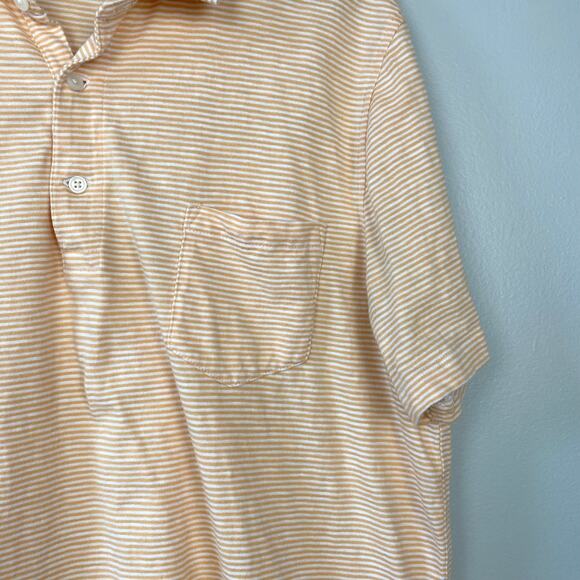 J. Crew Factory Striped Slub‎ Jersey Pocket Polo Shirt Orange Stripe Cotton XXL - Picture 4 of 10